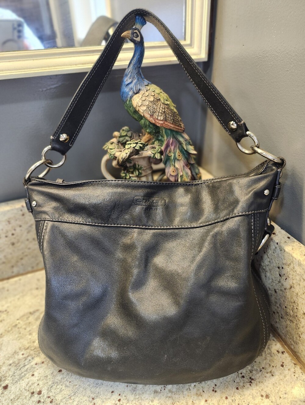 Coach Zoe Black Leather Hobo Shoulder Bag F14706